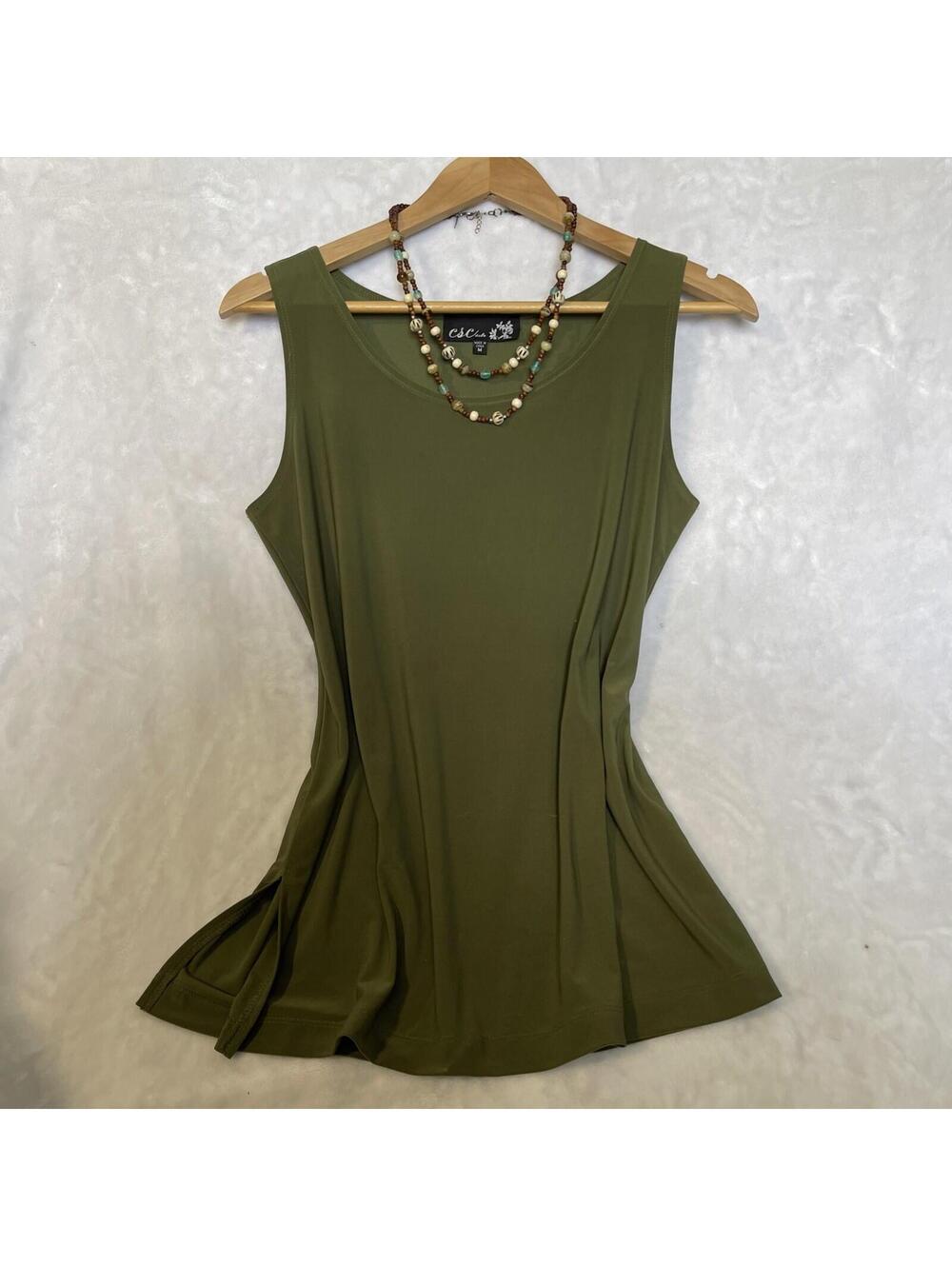 CSC Studio Olive Tank Top Dressy Sz Med
